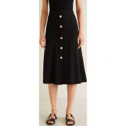 Mango - Spódnica Tanner. Czarne spódniczki damskie Mango, s, bez wzorów, z elastanu, z podwyższonym stanem, midi, rozkloszowane. Za 119,90 zł.