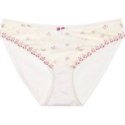 Figi bonprix w kolorze szampana - kolorowy. Brązowe majtki damskie bonprix, bez wzorów, z koronki. Za 29,99 zł.