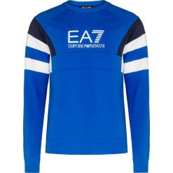 Bluza EA7 EMPORIO ARMANI. Niebieskie bluzy męskie EA7 Emporio Armani, z nadrukiem, z bawełny, sportowe, z kontrastowym kołnierzykiem, bez rękawów, bez kaptura. W wyprzedaży za 288,00 zł.
