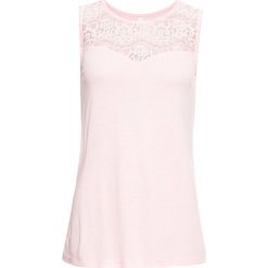 Topy damskie: Top z koronką: must have bonprix pudrowy jasnoróżowy