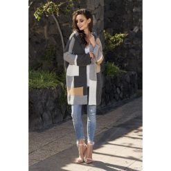 Unikalny sweter kardigan multikolor ls204. Szare swetry damskie marki Lemoniade, bez wzorów, bez rękawów, bez kaptura. W wyprzedaży za 119,00 zł.
