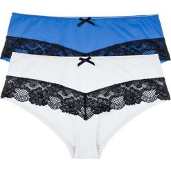 Figi "panty" (2 pary) bonprix biało-czarny + lodowy niebieski- czarny. Białe majtki damskie bonprix, bez wzorów. Za 55,98 zł.