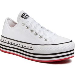 Trampki CONVERSE - Ctas Platform Layer Ox 566762C White/Black/White. Białe półbuty damskie Converse, na co dzień, bez wzorów, z gumy, bez obcasa, na obcasie, bez zapięcia. W wyprzedaży za 299,00 zł.