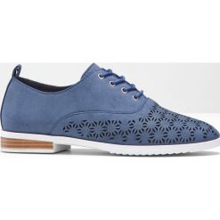 Buty sznurowane z pianką youfoam bonprix niebieski. Niebieskie baleriny damskie bonprix, bez wzorów, bez obcasa. Za 99,99 zł.