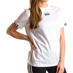 ADIDAS TEE > FM4883. Bluzki sportowe damskie Adidas, w paski, z bawełny, bez kołnierzyka, z krótkim rękawem, krótkie, bez kaptura. Za 119,99 zł.