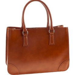 Skórzana torebka "Benevento" w kolorze brązowym - 36 x 26 x 12 cm. Pomarańczowe torebki klasyczne damskie ORE10, w paski, ze skóry. W wyprzedaży za 309,95 zł.