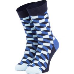 Skarpety Wysokie Unisex HAPPY SOCKS - FIO01-6000 Granatowy. Niebieskie skarpetki damskie Happy Socks, bez wzorów, z elastanu. Za 39,90 zł.