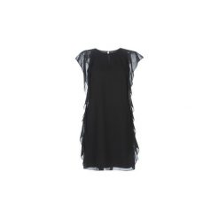 Sukienki krótkie Lauren Ralph Lauren RUFFLED GEORGETTE DRESS. Czarne sukienki damskie Lauren Ralph Lauren, bez wzorów, bez kołnierzyka, z krótkim rękawem, krótkie, mini. Za 829,00 zł.