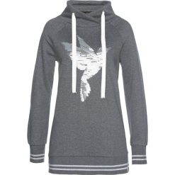 Długa bluza bonprix szary melanż - srebrny. Szare bluzy damskie bonprix, z aplikacjami, długie. Za 54,99 zł.