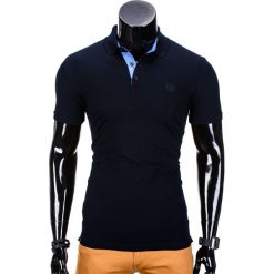 KOSZULKA MĘSKA POLO BEZ NADRUKU S837 - CIEMNO GRANATOWA. Niebieskie koszulki polo Ombre Clothing, m, z nadrukiem. Za 39,00 zł.