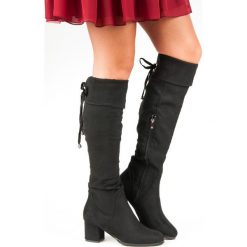 CZARNE ZAMSZOWE KOZAKI. Czarne buty zimowe damskie marki Merg, z zamszu. Za 122,00 zł.