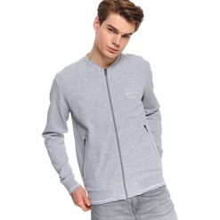 Bluza typu bomber. Szare bluzy męskie Top Secret, na jesień, m, z aplikacjami, ze stójką, z długim rękawem, długie, bez kaptura. Za 129,99 zł.