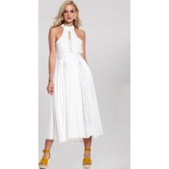 Biała Sukienka Jetty. Białe sukienki damskie Renee, m, bez wzorów, eleganckie, bez kołnierzyka, bez rękawów, maxi, rozkloszowane. Za 169,99 zł.