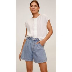 Mango - Bluzka Freeman. Żółte bluzki damskie Mango, na co dzień, xl, bez wzorów, z wiskozy, casualowe, z okrągłym kołnierzem, z krótkim rękawem. Za 99,90 zł.