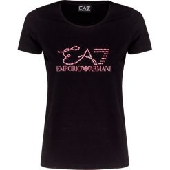 T-shirt EA7 EMPORIO ARMANI. Białe bluzki damskie EA7 Emporio Armani, z nadrukiem, z tkaniny, z okrągłym kołnierzem. W wyprzedaży za 204,00 zł.