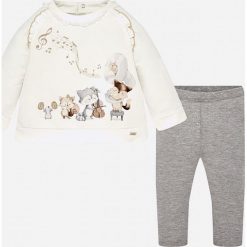 Mayoral - Komplet dziecięcy (bluzka + legginsy) 68-98 cm. Szare legginsy dziewczęce Mayoral, z nadrukiem, z elastanu, długie. W wyprzedaży za 89,90 zł.