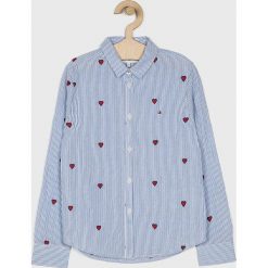 Tommy Hilfiger - Koszula dziecięca 128-176 cm. Niebieskie bluzki dziewczęce TOMMY HILFIGER, bez wzorów, z bawełny, z klasycznym kołnierzykiem, z długim rękawem, długie, bez kaptura. W wyprzedaży za 199,90 zł.