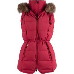 Kamizelka outdoorowa z kapturem i efektem 2 w 1 bonprix pomarańczowo-czerwony. Czerwone kamizelki damskie bonprix, bez wzorów, z kapturem. Za 149,99 zł.