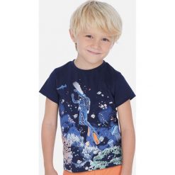 Mayoral - T-shirt dziecięcy 92-134 cm. Niebieskie t-shirty chłopięce Mayoral, z nadrukiem, z bawełny, bez rękawów. Za 64,90 zł.