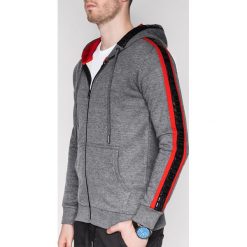 Bluza męska rozpinana z kapturem B906 - grafitowa. Szare bluzy męskie Ombre Clothing, s, bez wzorów, z bawełny, z kapturem, bez rękawów, z kapturem. Za 49,00 zł.