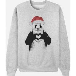 Bluza "Santa Panda" w kolorze szarym. Szare bluzy męskie Wooop, m, z nadrukiem, z okrągłym kołnierzem. W wyprzedaży za 89,95 zł.