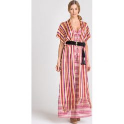 SUKIENKA TWINSET U&B. Różowe sukienki damskie Twinset U&B, na imprezę, s, w paski, bez kołnierzyka, bez rękawów, midi. Za 430,00 zł.