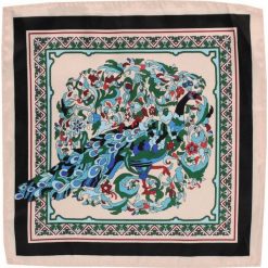 Kolorowa Męska Poszetka z Pawiem -ALTIES- 24x24 cm, Motyw Zwierzęcy POSZALTTANIA0422. Poszetki męskie Alties, bez wzorów, z materiału, eleganckie. Za 16,90 zł.