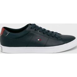 Tommy Hilfiger - Tenisówki. Niebieskie trampki męskie TOMMY HILFIGER, bez wzorów, ze skóry, na sznurówki. W wyprzedaży za 299,90 zł.