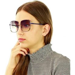 Kwadratowe okulary przeciwsłoneczne mazzini vintage style granatowy. Niebieskie okulary przeciwsłoneczne damskie LOOKS STYLE EYEWAER, klasyczne. W wyprzedaży za 59,90 zł.