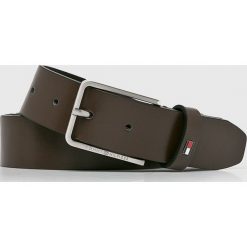 Tommy Hilfiger - Pasek skórzany. Pomarańczowe paski męskie marki TOMMY HILFIGER, w paski, ze skóry. Za 179,90 zł.