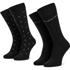 Zestaw 2 par wysokich skarpet męskich EMPORIO ARMANI - 302302 9A292 00020 r. 39/46 Nero. Czarne skarpetki męskie Emporio Armani, bez wzorów, z elastanu. Za 89,00 zł.