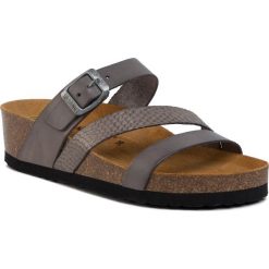 Klapki DR. BRINKMANN - 701439 Grau 9. Szare klapki damskie Dr. Brinkmann, bez wzorów, ze skóry, bez obcasa, na obcasie. Za 179,00 zł.