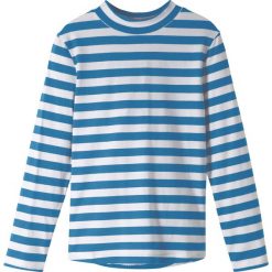Shirt z golfem i długim rękawem bonprix niebieskozielono-biały w paski. Niebieskie bluzki dziewczęce bonprix, w paski, z golfem, z długim rękawem, długie, bez kaptura. Za 34,99 zł.