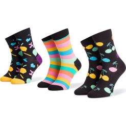 Zestaw 3 par wysokich skarpet damskich HAPPY SOCKS - XBDA08-7300 Czarny Kolorowy. Czarne skarpetki damskie marki Happy Socks, bez wzorów, z elastanu. Za 139,90 zł.