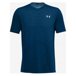 Under Armour Seamless Koszulka Niebieski. Niebieskie podkoszulki męskie Under Armour, xl, bez wzorów, z poliesteru, bez kołnierzyka, krótkie. Za 206,95 zł.
