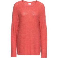 Swetry klasyczne damskie: Sweter z przędzą tasiemkową bonprix koralowy