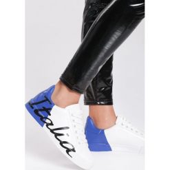 Biało-Niebieskie Sneakersy Hashtag. Niebieskie buty sportowe damskie Renee, z nadrukiem, sportowe. Za 59,99 zł.