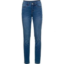 Dżinsy ze stretchem z paskami z boku nogawki bonprix niebieski "stone used". Niebieskie jeansy damskie bonprix. Za 134,99 zł.
