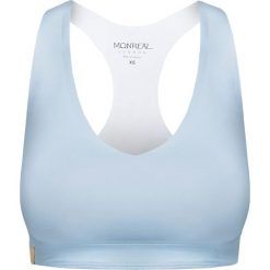 Top MONREAL LONDON. Niebieskie bluzki damskie Monreal London, z nadrukiem, z dzianiny, bez kołnierzyka. W wyprzedaży za 211,00 zł.