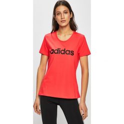 Adidas Performance - Top. Czerwone topy damskie adidas Performance, s, z nadrukiem, z elastanu, z krótkim rękawem. W wyprzedaży za 79,90 zł.