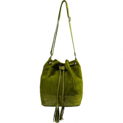 Skórzana torebka "Petra" w kolorze khaki - 33 x 28 x 14 cm. Brązowe torebki klasyczne damskie Spécial maroquinerie, w paski, z materiału. W wyprzedaży za 159,95 zł.