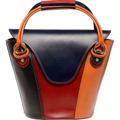 Torebki klasyczne damskie: Skórzana torebka z kolorowym wzorem – 30 x 35 x 13 cm
