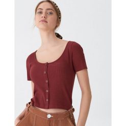 Bluzka z guzikami - Bordowy. Czerwone bluzki damskie House, xl, bez wzorów, bez kołnierzyka, bez rękawów. W wyprzedaży za 9,99 zł.