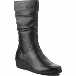 Kozaki CAPRICE - 9-25407-21 Black Nappa 022. Czarne buty zimowe damskie marki Caprice, ze skóry ekologicznej, przed kolano, na wysokim obcasie, na obcasie. Za 369,90 zł.