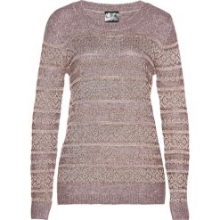 Sweter z lureksową nitką bonprix jasnoróżowy vintage - złoty wzorzysty. Różowe swetry damskie bonprix, bez wzorów, z elastanu, vintage, bez rękawów, bez kaptura. Za 119,99 zł.