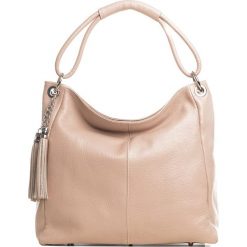 Shopper bag damskie: Skórzana torebka w kolorze jasnoróżowym – 38 x 36 x 14 cm