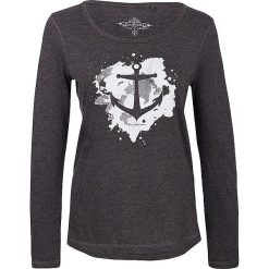 Koszulka w kolorze szarym. Szare t-shirty damskie marki Dreimaster, xs, z nadrukiem, z okrągłym kołnierzem, z długim rękawem. W wyprzedaży za 85,95 zł.