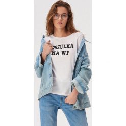 Bawełniana koszulka na wf - Biały. Białe koszulki damskie Sinsay, xl, bez wzorów, z bawełny, bez kołnierzyka, bez rękawów. Za 19,99 zł.