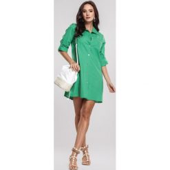 Zielona Sukienka Rightfully. Zielone sukienki damskie other, s, bez wzorów, eleganckie, z koszulowym kołnierzykiem, bez rękawów, długie, mini, koszulowe. Za 119,99 zł.
