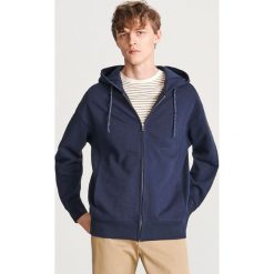 Rozpinana bluza z bawełny organicznej - Granatowy. Niebieskie bluzy męskie Reserved, s, bez wzorów, z bawełny, bez kołnierzyka, bez rękawów, bez kaptura. Za 129,99 zł.
